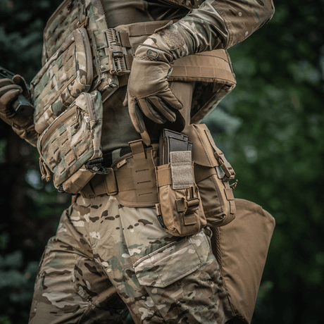 M-Tac Double Magazine Pouch with Fastex closure for AR and AK magazines, ideal for military and outdoor use.