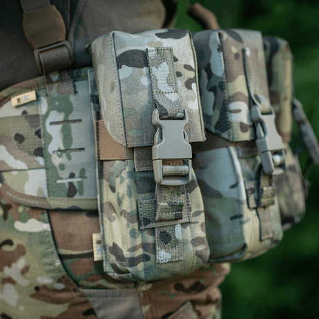 M-Tac Double Magazine Pouch with Fastex Closure in camouflage, ideal for AR and AK series magazines, made of Cordura 500D