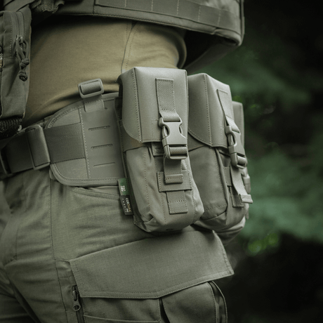 M-Tac Double Magazine Pouch with Fastex Closure in rugged Cordura 500D fabric on belt for military and outdoor use