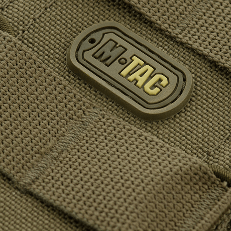Detail of M-Tac open double mag pouch for AK with durable material and logo