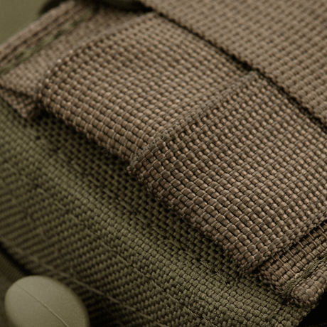 Detail of M-Tac open double mag pouch for AK with robust vinyl and non-slip rubber for storage of AK magazines