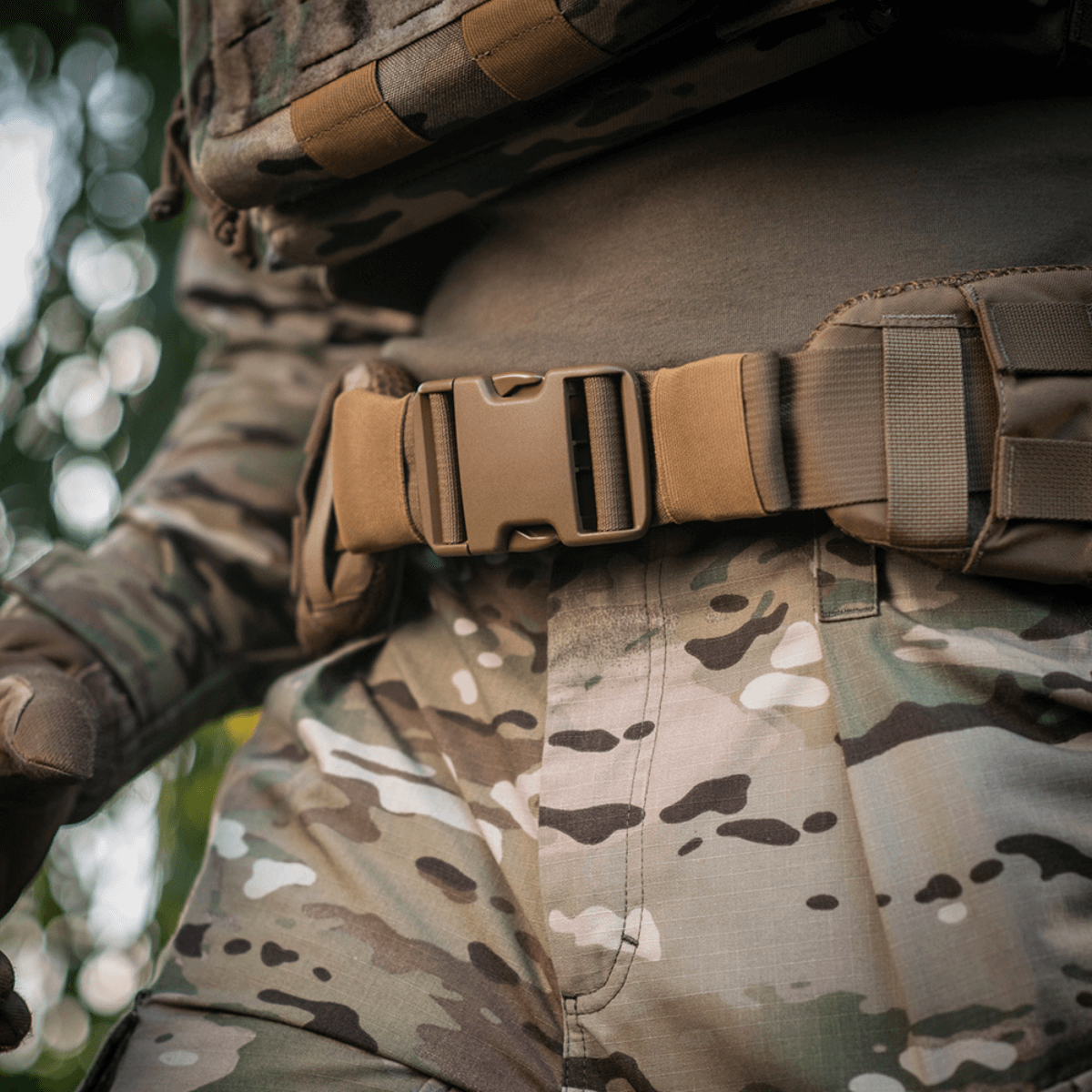 M-Tac War Belt ARMOR, taktisk bælte med MOLLE-webbing og slidstærkt Cordura 500D materiale. Ideelt til moderne soldier udstyr.