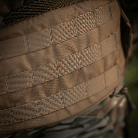Close-up of M-Tac War Belt ARMOR with MOLLE webbing and hard-wearing Cordura 500D material, ideal for tactical tasks.