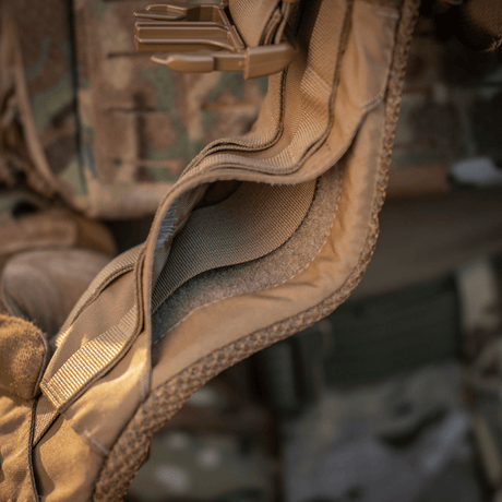 Close-up of M-Tac War Belt ARMOR with hard-wearing Cordura 500D and MIL-SPEC MOLLE webbing for tactical use.