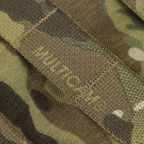 Multicam fabric detail on M-Tac War Belt ARMOR with sturdy Cordura 500D and MOLLE webbing. Ideal for tactical use and storage.
