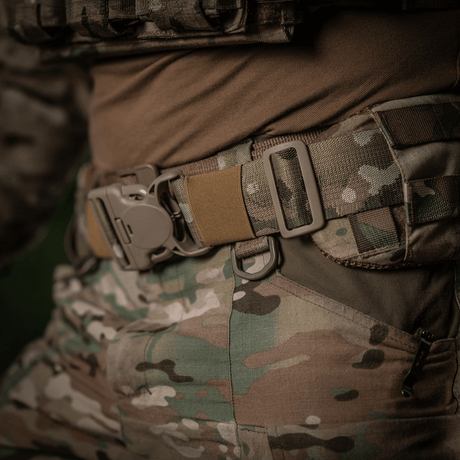 M-Tac War Belt ARMOR in Camo with MOLLE webbing and durable Cordura 500D, designed for tactical tasks.