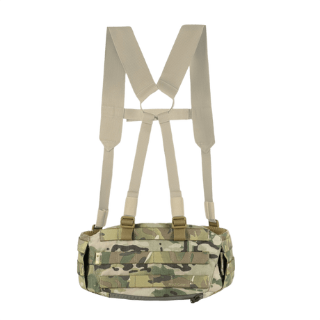 M-Tac War Belt ARMOR with camouflage design and MOLLE webbing, ideal for tactical use and equipment customization.