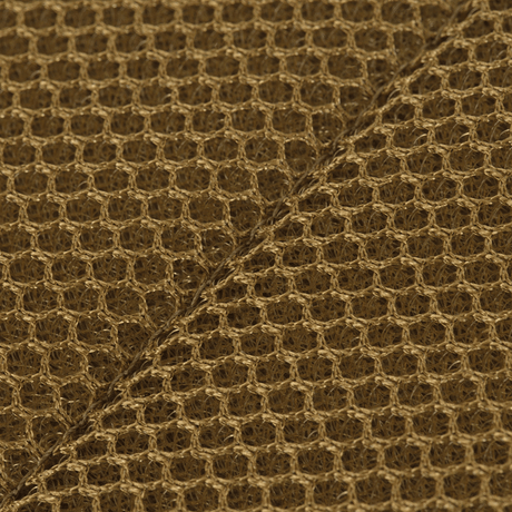 Detailed close-up of hard-wearing Cordura 500D material from M-Tac War Belt ARMOR with MIL-SPEC MOLLE webbing, brown color.