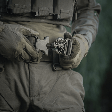 M-Tac War Belt ARMOR with MOLLE-webbing and robust closure, designed for tactical scenarios.