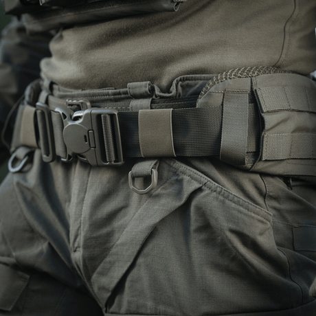 M-Tac War Belt ARMOR in use with tactical gear, MOLLE-webbing and Cordura 500D, for combat tasks.
