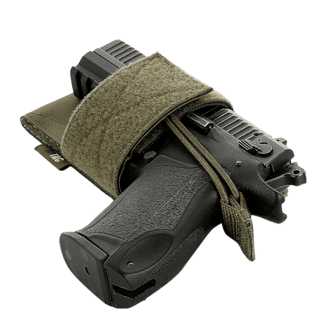 M-Tac CCW Holster – Modular Universal Holster in khaki material with Velcro hook and loop, gallery position 1 for discreet carry.