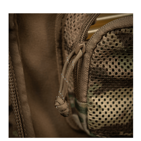 M-Tac Hook & Loop Utility Panel with modular mesh and zip pocket for internal organization, gallery position 1 in camouflage color.
