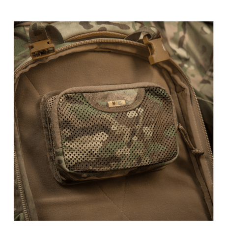 M-Tac Hook & Loop Utility Panel with mesh zip pocket in a modular design for internal organization, gallery position 1 in camouflage.