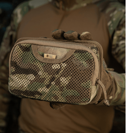 M-Tac Hook & Loop Utility Panel with modular design and mesh zip pocket, ideal for internal organization, gallery position 1 in camouflage.