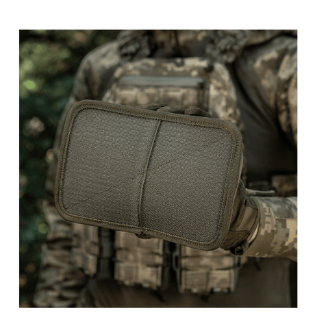 M-Tac Hook & Loop Utility Panel with modular mesh panel and zip pocket for internal organization, gallery position 1, olive green.