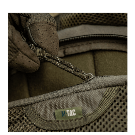 M-Tac Hook & Loop Utility Panel with modular mesh design and zip pocket for internal organization, gallery position 1, olive green.
