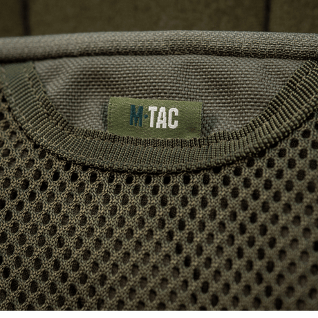 M-Tac Hook & Loop Utility Panel in olive green with modular mesh design and zip pocket for internal organization, gallery position 1.