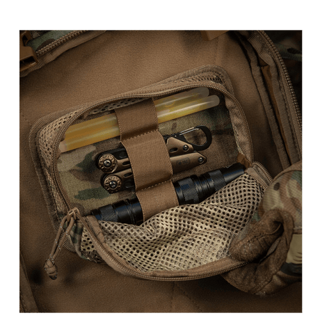 M-Tac Hook & Loop Utility Panel in camouflage with modular design and mesh zip pocket for internal organization, gallery position 1.
