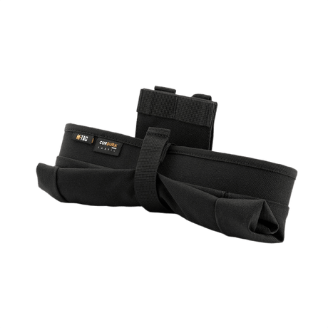 M-Tac Mag Drop Pouch Elite in black for quick magazine changes, designed with MOLLE attachments and quick-release system