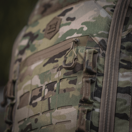 M-Tac Large Gen.IV Elite in Cordura, camouflage, close-up of durable, functional details.