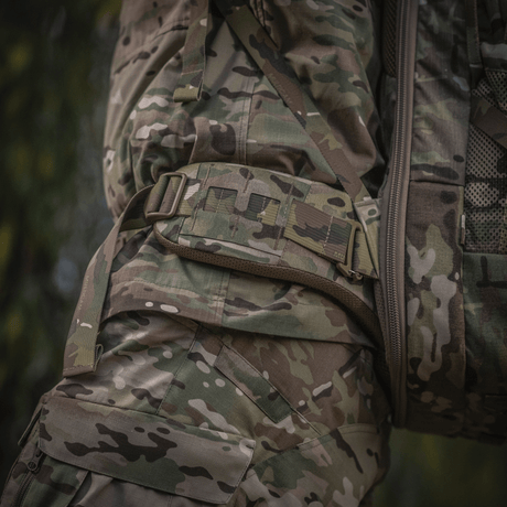 Close-up of M-Tac Large Gen.IV Elite in camouflage highlighting durable materials and ergonomic design.