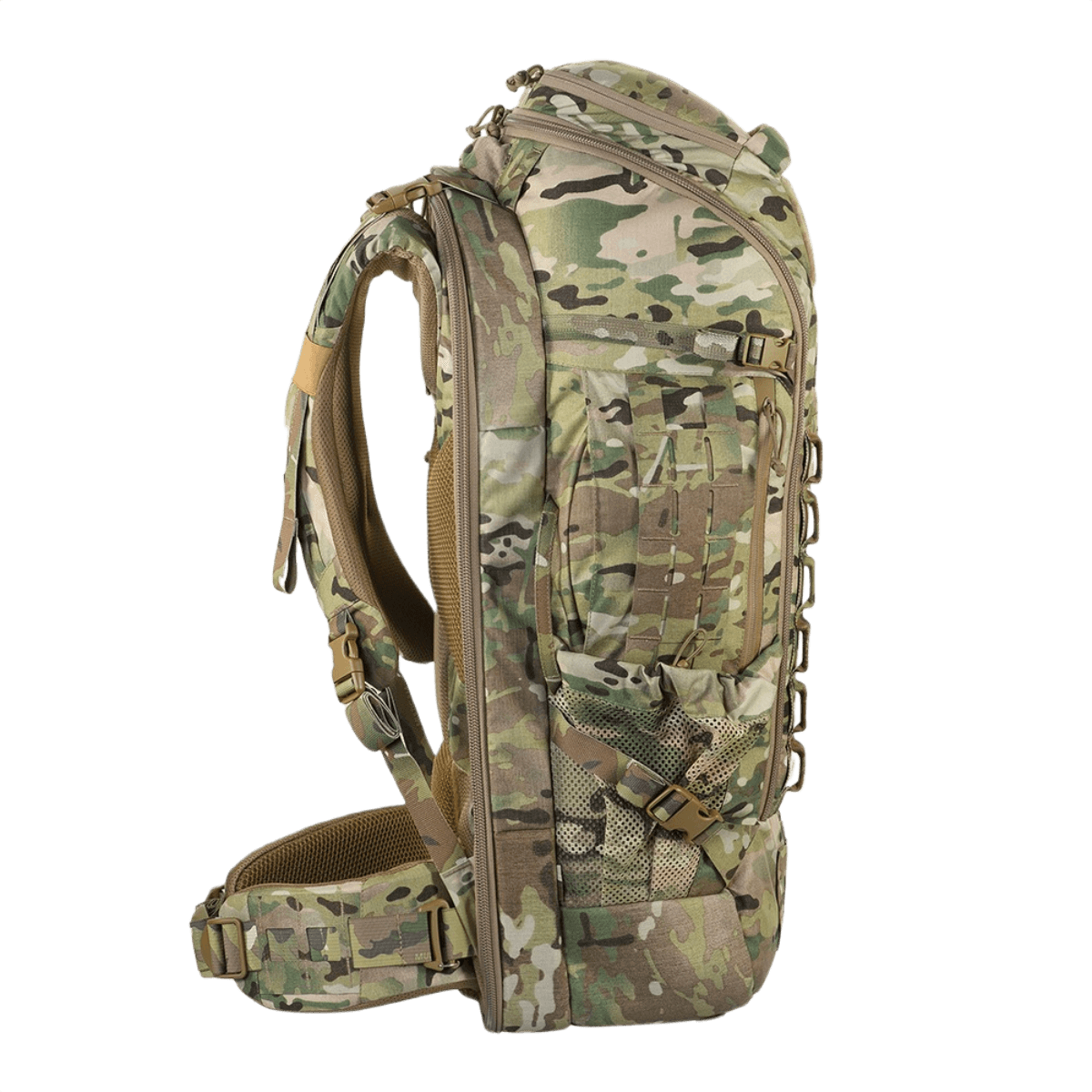 M-Tac Rygsæk Large Gen.IV Elite i Cordura-materiale til ergonomisk og funktionel brug med stilrent design, set fra siden.