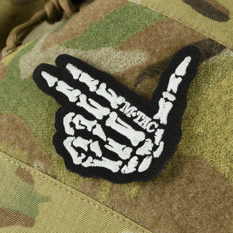 M-Tac Bat Wing Bag Elite with skeleton motif in Cordura material with YKK zippers and Woojin buckles.