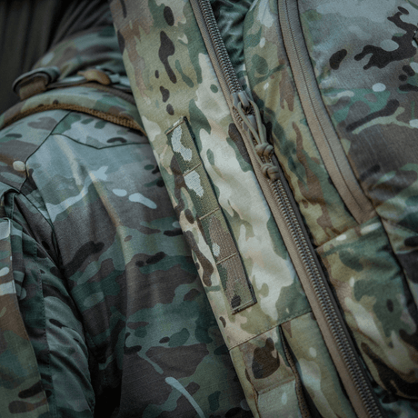 Close-up of M-Tac Gun Backpack Case 125 cm Gen.II Elite in camouflage pattern, made of durable Cordura material