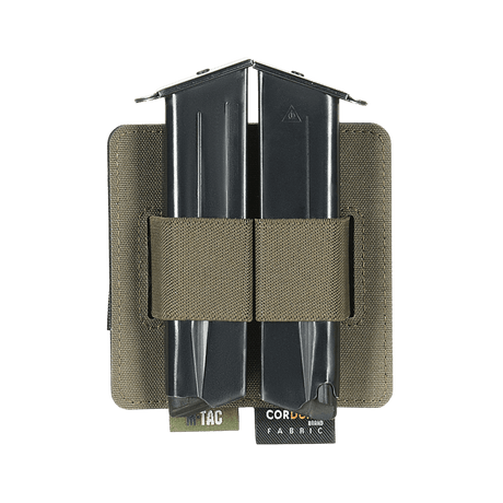 M-Tac Double Mag Pouch Hook Backed Magazine for two pistol magazines or tools with adjustable dividers and Velcro attachment.