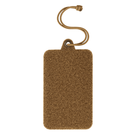 M-Tac Badge Holder – ID card and patch holder with Velcro and metal eyelet, brown color, paracord for hanging, 105 x 65 mm.