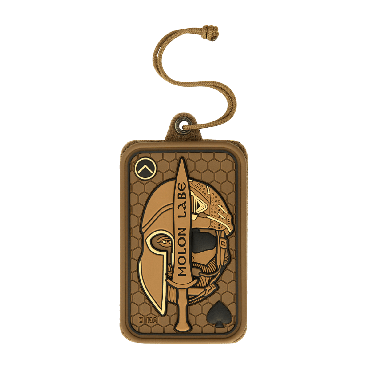 M-Tac Badge Holder – ID-kort og patch med taktisk design, beige farve, og indbygget paracord til ophængning, perfekt til ID- og nøglekort.