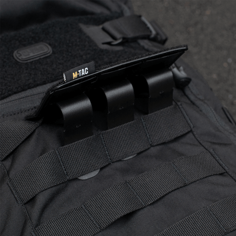 M-Tac Tactical Morale Patch Display Board Hook and Loop Molle 120x85 mounted on a backpack with MOLLE straps.