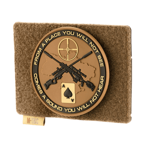 M-Tac Tactical Morale Patch Display Board Hook and Loop Molle 120x85 with plastic base and patch attachment.