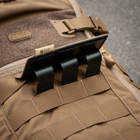 M-Tac Tactical Morale Patch Display Board, hook & loop, MOLLE 120x85 attached to backpack