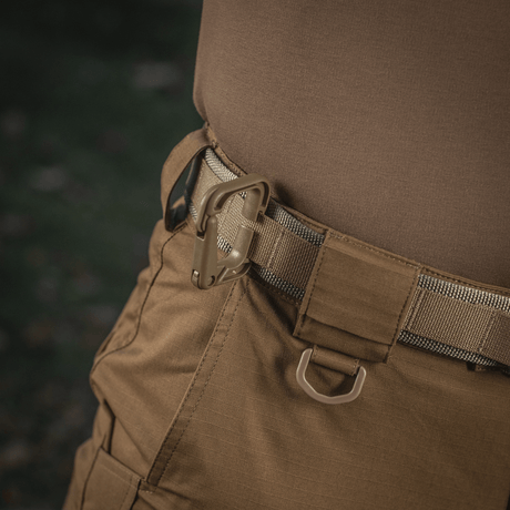 M-Tac Cobra Buckle Tactical Belt Laser Cut in use, designed for military and police gear, made of Cordura Squadron and 40 mm nylon webbing.