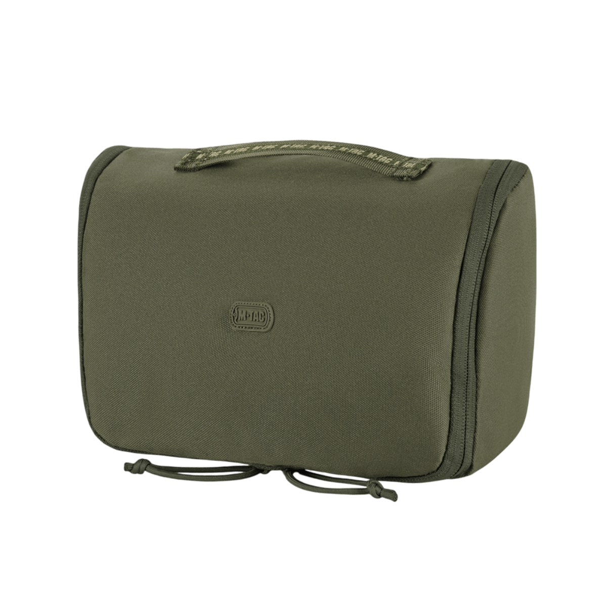 M-Tac Toilettaske i grønt, vandafvisende 600D polyester, til opbevaring af hygiejneartikler som tandbørster og cremer.