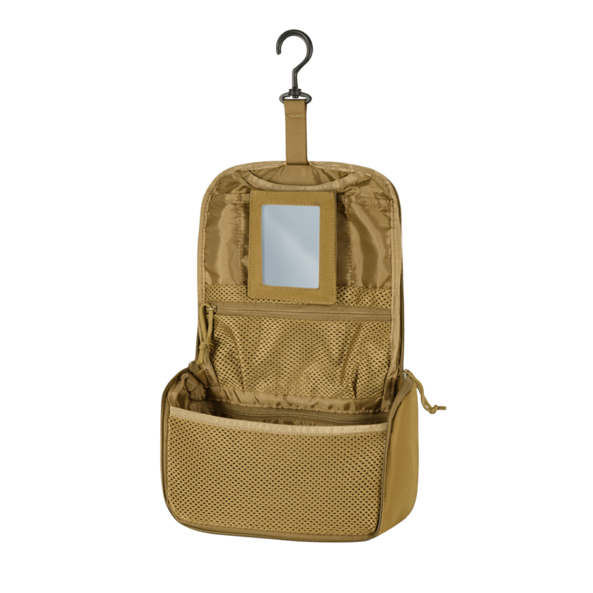 M-Tac Toilettaske i 600D polyester med PVC-overflade, vandafvisende, med kroge til ophængning. Ideel til opbevaring af hygiejneartikler.