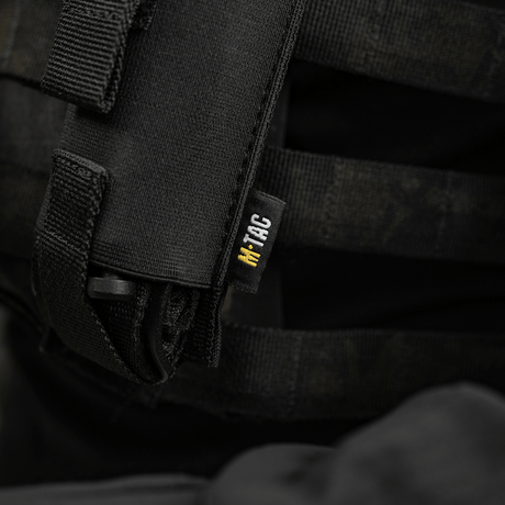 M-Tac Tourniquet Pouch Elastic VELCRO Gen.II in black Cordura 500D, mounted on a tactical vest with VELCRO attachment