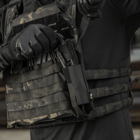 M-Tac Tourniquet Pouch Elastic VELCRO Gen.II on a tactical vest for quick access to C-A-T tourniquet in Cordura 500D