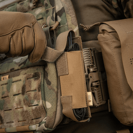 M-Tac Tourniquet Pouch Elastic VELCRO Gen.II on a tactical vest with quick access to tourniquet, made of Cordura 500D
