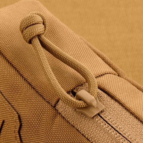 Close-up of M-Tac PC Utility Pouch Elite in 500D Cordura with zipper detail and sturdy MOLLE interface for tactical storage