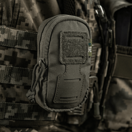 M-Tac PC Utility Pouch Elite with MOLLE system, perfect for tactical use and small storage, gray pouch with Velcro panel
