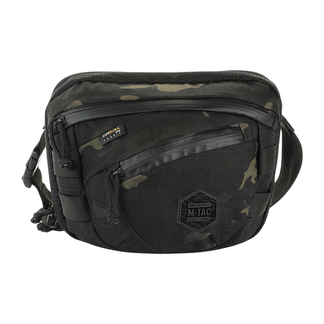 M-Tac Sphaera Hex Hardsling Bag Gen.II Elite in black and camouflage design, compact and functional with adjustable shoulder strap.