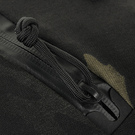 Close-up of M-Tac Sphaera Hex Hardsling Bag Gen.II Elite zipper detail in Cordura material with Hex - polyester for robust use.
