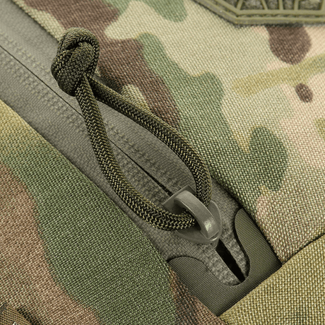 Close-up of M-Tac Sphaera Hex Hardsling Bag Gen.II Elite with camo design and zipper closure.
