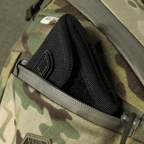 M-Tac Sphaera Hex Hardsling Bag Gen.II Elite with camouflage design and zip pocket, ideal for concealed carry of a weapon and everyday items.