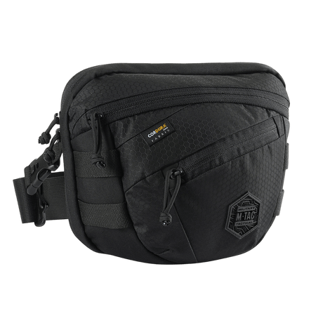 M-Tac Sphaera Hex Hardsling Bag Gen.II Elite in black Cordura material with adjustable shoulder strap and zipper for concealed storage.