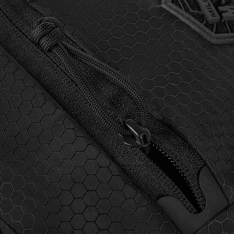 Zipper detail on M-Tac Sphaera Hex Hardsling Bag Gen.II Elite with hexagon pattern.