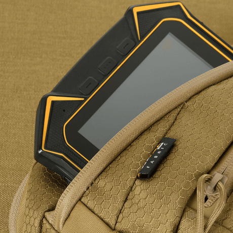 M-Tac Sphaera Hex Hardsling Bag Gen.II Elite with hidden compartment for electronics, shown in Cordura material with hex pattern.