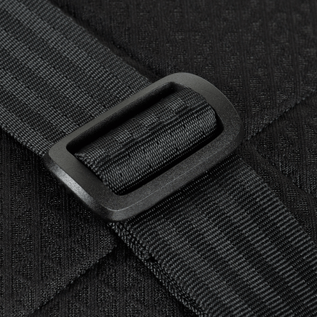 Close-up of adjustable strap on M-Tac Satellite Magnet Bag Elite Hex in black Cordura material.